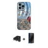 MARSİLYAN™- iPhone 15 Pro Max Kılıf Nova Doku Prime - Siyah 3D Antistatik Hayalet Cam Ekran Koruyucu + Raze Metal Kamera Lens - TMGI