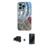 MARSİLYAN™- iPhone 15 Pro Max Kılıf Nova Doku Prime - Siyah 3D Antistatik Hayalet Cam Ekran Koruyucu + Siyah Raze Metal Kamera Lens