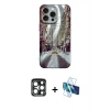 MARSİLYAN™- iPhone 15 Pro Max Kılıf Nova Doku Prime - Siyah 3D Antistatik Seramik Nano Ekran Koruyucu + PVD Metal Kamera Lens - LT