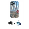 MARSİLYAN™- iPhone 15 Pro Max Kılıf Nova Doku Prime - Siyah 3D Antistatik Seramik Nano Ekran Koruyucu + Raze Metal Kamera Lens - SH