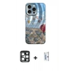 MARSİLYAN™- iPhone 15 Pro Max Kılıf Nova Doku Prime - Siyah Bilvis 0.18mm Plus Cam Ekran Koruyucu + Lacivert PVD Metal Kamera Lens