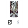 MARSİLYAN™- iPhone 15 Pro Max Kılıf Nova Doku Prime - Siyah Bilvis 0.18mm Plus Cam Ekran Koruyucu + Lacivert PVD Metal Kamera Lens