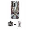 MARSİLYAN™- iPhone 15 Pro Max Kılıf Nova Doku Prime - Siyah Bilvis 3D Cam Ekran Koruyucu + PVD Metal Kamera Lens - TU