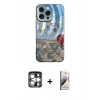 MARSİLYAN™- iPhone 15 Pro Max Kılıf Nova Doku Prime - Siyah Bilvis 3D Mat Cam Ekran Koruyucu + Gümüş PVD Metal Kamera Lens
