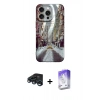 MARSİLYAN™- iPhone 15 Pro Max Kılıf Nova Doku Prime - Siyah Bilvis 5in1 3D Magic Cam Ekran Koruyucu + Raze Metal Kamera Lens - LT