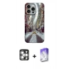 MARSİLYAN™- iPhone 15 Pro Max Kılıf Nova Doku Prime - Siyah Bilvis 5in1 3D Magic Cam Ekran Koruyucu + PVD Metal Kamera Lens - GS