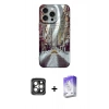 MARSİLYAN™- iPhone 15 Pro Max Kılıf Nova Doku Prime - Siyah Bilvis 5in1 3D Magic Cam Ekran Koruyucu + PVD Metal Kamera Lens - GI