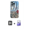 MARSİLYAN™- iPhone 15 Pro Max Kılıf Nova Doku Prime - Siyah Bilvis 5in1 5D Magic Hayalet Cam Ekran Koruyucu + PVD Metal Kamera Lens - GI