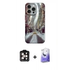 MARSİLYAN™- iPhone 15 Pro Max Kılıf Nova Doku Prime - Siyah Bilvis 5in1 5D Magic Hayalet Cam Ekran Koruyucu + PVD Metal Kamera Lens - TU