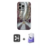 MARSİLYAN™- iPhone 15 Pro Max Kılıf Nova Doku Prime - Siyah Bilvis 5in1 5D Magic Hayalet Cam Ekran Koruyucu + PVD Metal Kamera Lens - SH
