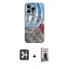MARSİLYAN™- iPhone 15 Pro Max Kılıf Nova Doku Prime - Siyah Bilvis Hayalet Cam Ekran Koruyucu + PVD Metal Kamera Lens - GI