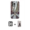 MARSİLYAN™- iPhone 15 Pro Max Kılıf Nova Doku Prime - Siyah Bilvis Hayalet Cam Ekran Koruyucu + PVD Metal Kamera Lens - GS