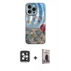 MARSİLYAN™- iPhone 15 Pro Max Kılıf Nova Doku Prime - Siyah Bilvis Hayalet Cam Ekran Koruyucu + PVD Metal Kamera Lens - SH
