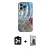 MARSİLYAN™- iPhone 15 Pro Max Kılıf Nova Doku Prime - Siyah Bilvis Hayalet Cam Ekran Koruyucu + PVD Metal Kamera Lens - TU