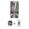MARSİLYAN™- iPhone 15 Pro Max Kılıf Nova Doku Prime - Siyah Bilvis Hayalet Cam Ekran Koruyucu + PVD Metal Kamera Lens - TU