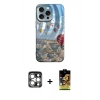 MARSİLYAN™- iPhone 15 Pro Max Kılıf Nova Doku Prime - Siyah Buffer Cam Ekran Koruyucu + PVD Metal Kamera Lens - GS