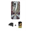 MARSİLYAN™- iPhone 15 Pro Max Kılıf Nova Doku Prime - Siyah Buffer Cam Ekran Koruyucu + Gümüş Raze Metal Kamera Lens