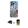 MARSİLYAN™- iPhone 15 Pro Max Kılıf Nova Doku Prime - Siyah Buffer Cam Ekran Koruyucu + Gümüş Raze Metal Kamera Lens