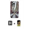 MARSİLYAN™- iPhone 15 Pro Max Kılıf Nova Doku Prime - Siyah Buffer Cam Ekran Koruyucu + Siyah PVD Metal Kamera Lens