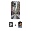 MARSİLYAN™- iPhone 15 Pro Max Kılıf Nova Doku Prime - Siyah Buffer Hayalet Cam Ekran Koruyucu + PVD Metal Kamera Lens - GI