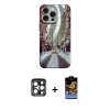 MARSİLYAN™- iPhone 15 Pro Max Kılıf Nova Doku Prime - Siyah Buffer Hayalet Cam Ekran Koruyucu + PVD Metal Kamera Lens - LT