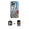 MARSİLYAN™- iPhone 15 Pro Max Kılıf Nova Doku Prime - Siyah Buffer Hayalet Cam Ekran Koruyucu + Turuncu PVD Metal Kamera Lens