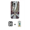 MARSİLYAN™- iPhone 15 Pro Max Kılıf Nova Doku Prime - Siyah Polymer Nano Ekran Koruyucu + PVD Metal Kamera Lens - LT
