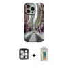 MARSİLYAN™- iPhone 15 Pro Max Kılıf Nova Doku Prime - Siyah Polymer Nano Ekran Koruyucu + PVD Metal Kamera Lens - GS