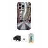 MARSİLYAN™- iPhone 15 Pro Max Kılıf Nova Doku Prime - Siyah Polymer Nano Ekran Koruyucu + Raze Metal Kamera Lens - SH