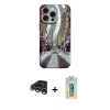 MARSİLYAN™- iPhone 15 Pro Max Kılıf Nova Doku Prime - Siyah Polymer Nano Ekran Koruyucu + Raze Metal Kamera Lens - GS