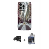 MARSİLYAN™- iPhone 15 Pro Max Kılıf Nova Doku Prime - Siyah Vanessa Magic Cam + Gümüş Raze Metal Kamera Lens
