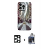 MARSİLYAN™- iPhone 15 Pro Max Kılıf Nova Doku Prime - Siyah Vanessa Magic Cam + Lacivert PVD Metal Kamera Lens