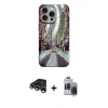 MARSİLYAN™- iPhone 15 Pro Max Kılıf Nova Doku Prime - Siyah Vanessa Magic Hayalet Cam + Raze Metal Kamera Lens - GS