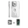 MARSİLYAN™- iPhone 15 Pro Max Kılıf Nova Doku - Şeffaf 360 Full Body Arka Koruyucu + PVD Metal Kamera Lens - GS