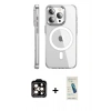 MARSİLYAN™- iPhone 15 Pro Max Kılıf Nova Doku - Şeffaf Pasifik Cam Ekran Koruyucu + PVD Metal Kamera Lens - TU
