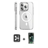 MARSİLYAN™- iPhone 15 Pro Max Kılıf Nova Doku - Siyah 360 Mat Full Body Arka Koruyucu + PVD Metal Kamera Lens - SH