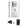 MARSİLYAN™- iPhone 15 Pro Max Kılıf Nova Doku - Siyah 3D Antistatik Hayalet Cam Ekran Koruyucu + Raze Metal Kamera Lens - GS