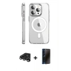 MARSİLYAN™- iPhone 15 Pro Max Kılıf Nova Doku - Siyah 3D Antistatik Hayalet Cam Ekran Koruyucu + Raze Metal Kamera Lens - TMGI