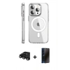 MARSİLYAN™- iPhone 15 Pro Max Kılıf Nova Doku - Siyah 3D Antistatik Hayalet Cam Ekran Koruyucu + Raze Metal Kamera Lens - SH