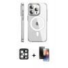 MARSİLYAN™- iPhone 15 Pro Max Kılıf Nova Doku - Siyah 3D Antistatik Mat Seramik Nano Ekran Koruyucu + PVD Metal Kamera Lens - LT