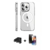 MARSİLYAN™- iPhone 15 Pro Max Kılıf Nova Doku - Siyah 3D Antistatik Mat Seramik Nano Ekran Koruyucu + Raze Metal Kamera Lens - TMGI