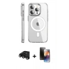 MARSİLYAN™- iPhone 15 Pro Max Kılıf Nova Doku - Siyah 3D Antistatik Mat Seramik Nano Ekran Koruyucu + Siyah Raze Metal Kamera Lens