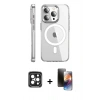 MARSİLYAN™- iPhone 15 Pro Max Kılıf Nova Doku - Siyah 3D Antistatik Mat Seramik Nano Ekran Koruyucu + PVD Metal Kamera Lens - SH