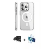 MARSİLYAN™- iPhone 15 Pro Max Kılıf Nova Doku - Siyah 3D Antistatik Seramik Nano Ekran Koruyucu + Gümüş Raze Metal Kamera Lens