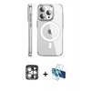 MARSİLYAN™- iPhone 15 Pro Max Kılıf Nova Doku - Siyah 3D Antistatik Seramik Nano Ekran Koruyucu + PVD Metal Kamera Lens - GS