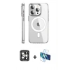 MARSİLYAN™- iPhone 15 Pro Max Kılıf Nova Doku - Siyah 3D Antistatik Seramik Nano Ekran Koruyucu + PVD Metal Kamera Lens - GI