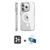 MARSİLYAN™- iPhone 15 Pro Max Kılıf Nova Doku - Siyah 3D Antistatik Seramik Nano Ekran Koruyucu + Siyah PVD Metal Kamera Lens