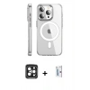 MARSİLYAN™- iPhone 15 Pro Max Kılıf Nova Doku - Siyah Bilvis 0.18mm Plus Cam Ekran Koruyucu + PVD Metal Kamera Lens - SH