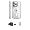 MARSİLYAN™- iPhone 15 Pro Max Kılıf Nova Doku - Siyah Bilvis 0.18mm Plus Cam Ekran Koruyucu + Raze Metal Kamera Lens - TMGI