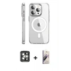 MARSİLYAN™- iPhone 15 Pro Max Kılıf Nova Doku - Siyah Bilvis 3D Mat Cam Ekran Koruyucu + PVD Metal Kamera Lens - GI